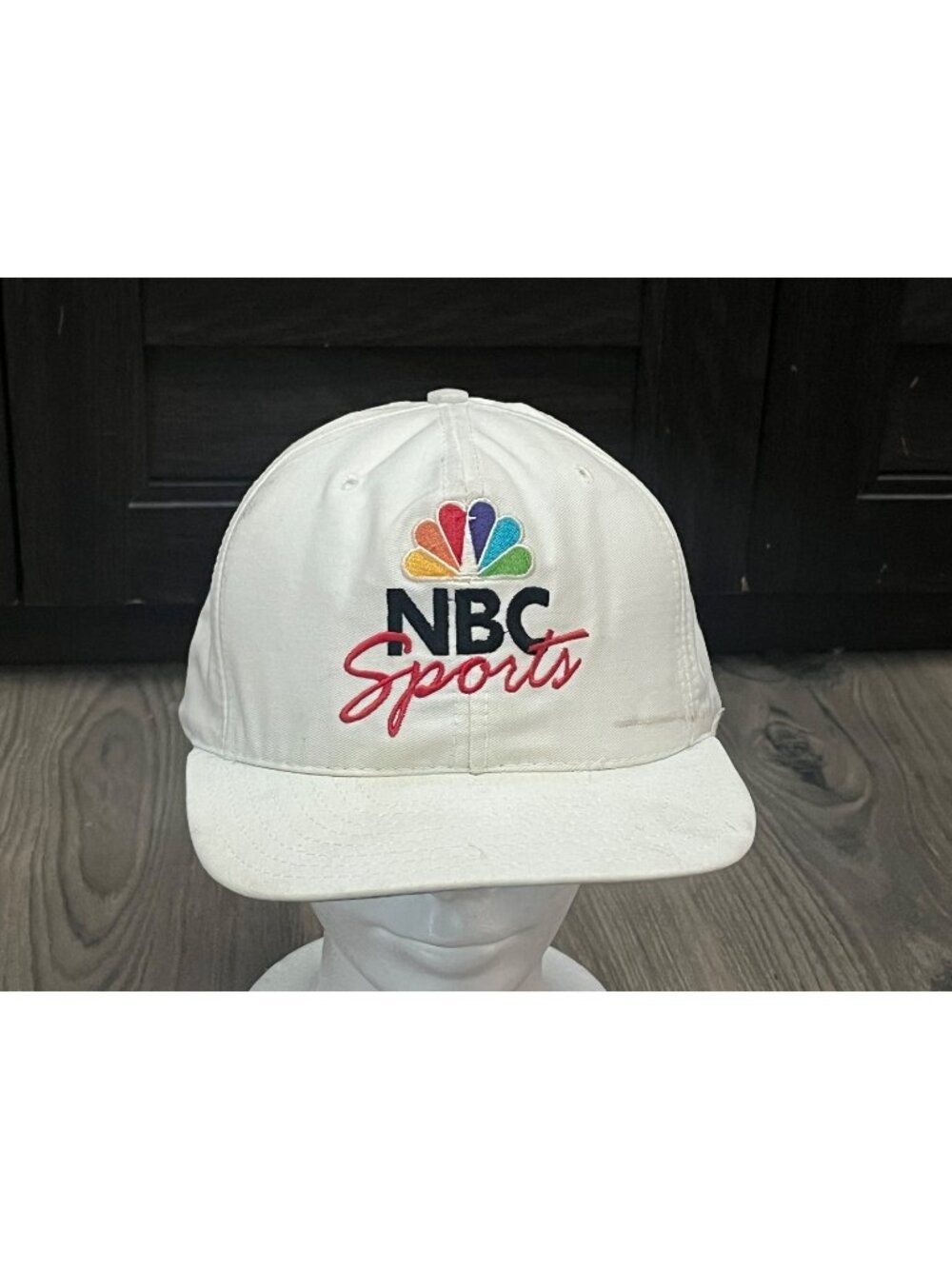 Vintage NBC Sport Snap Back Hat Made in USA 80s 90s White Wear The Professional